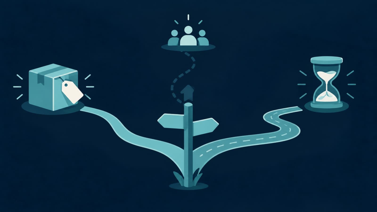 Signpost splitting into fixed price, time and materials, and dedicated team paths